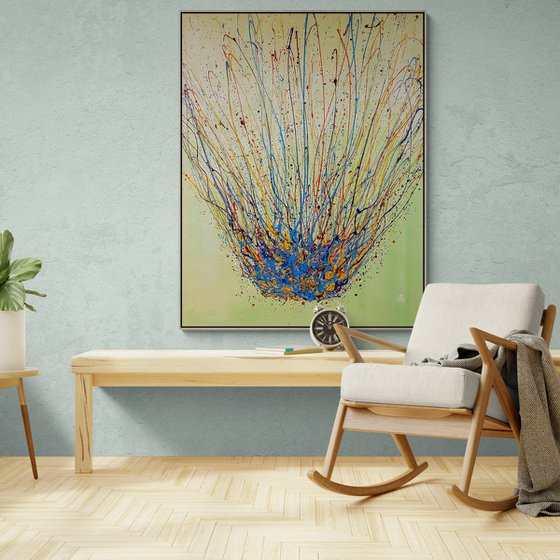 Okelon N-15 (H)158x(W)124 cm. Colorful Splash Abstract Painting