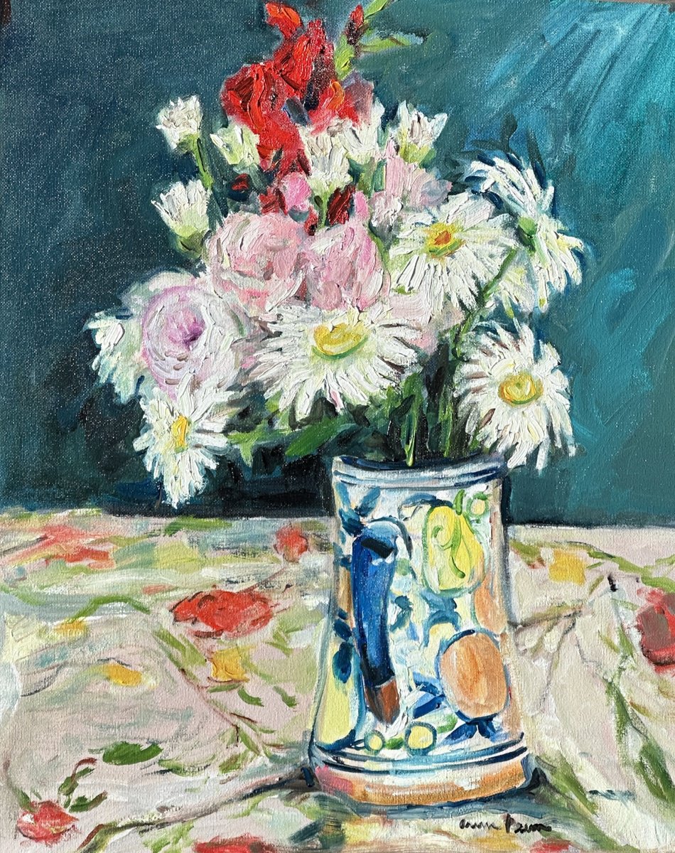 Impressionistic Botanical Oil Painting By Arun Prem, 16 X 20, Garden, Original Artwork