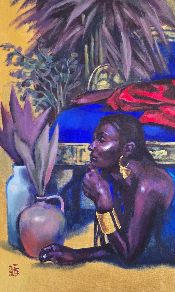 Portrait painting of two beautiful woman