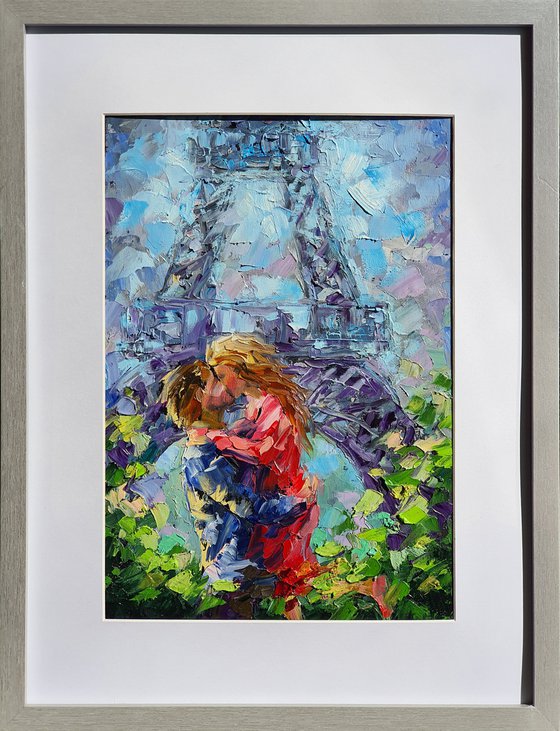 Painting Gift - Love in Paris, original oil artwork