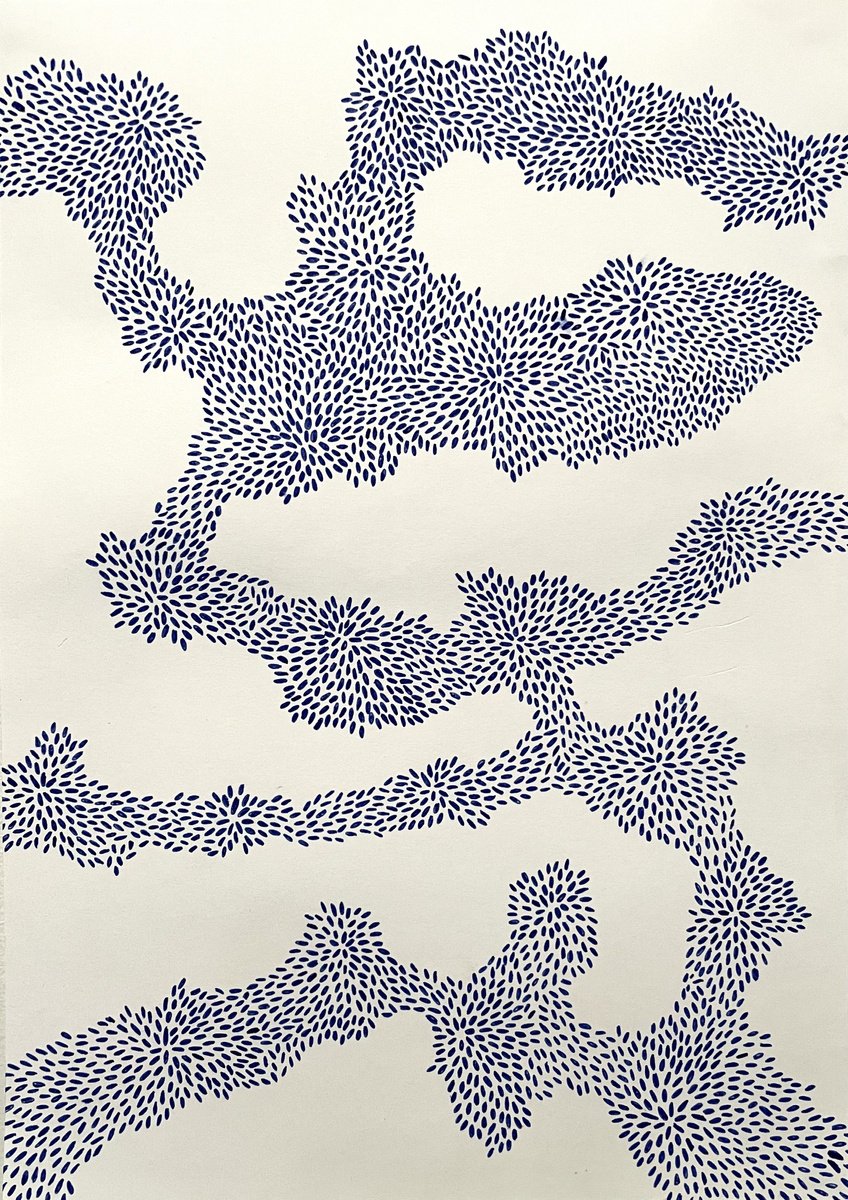 Organic Abstract Drawing By Flora Butler, 8 X 12, Water Eloping, Original Artwork