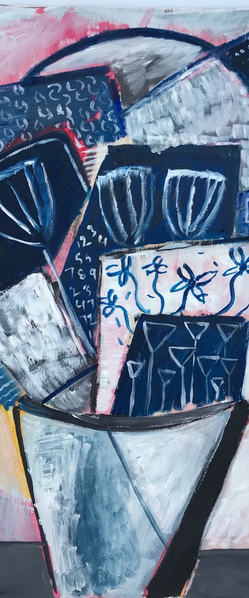 Blue And White Flower Pot by Roberto Munguia Garcia