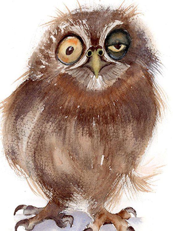 Whimsical baby Owl