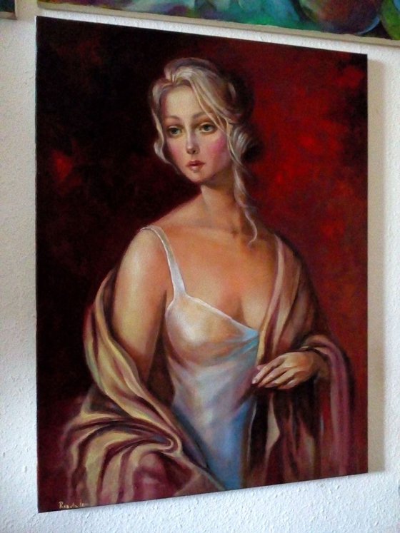 " Venice 16th Century " - 60 x 80cm Original Oil Painting Venetian courtesan