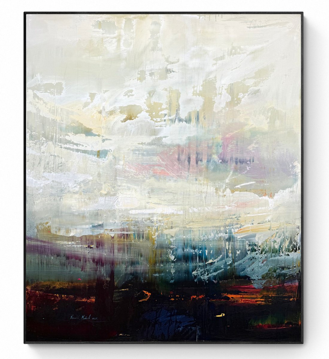 Abstract Acrylic Painting By Nazarii Medvid, 39 X 47", Depth Of Nature 405, Original Artwork