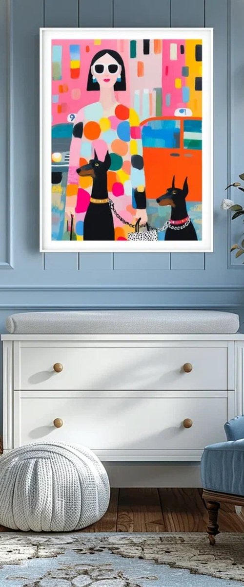 Luxury Woman with Dobermans by Sasha Robinson