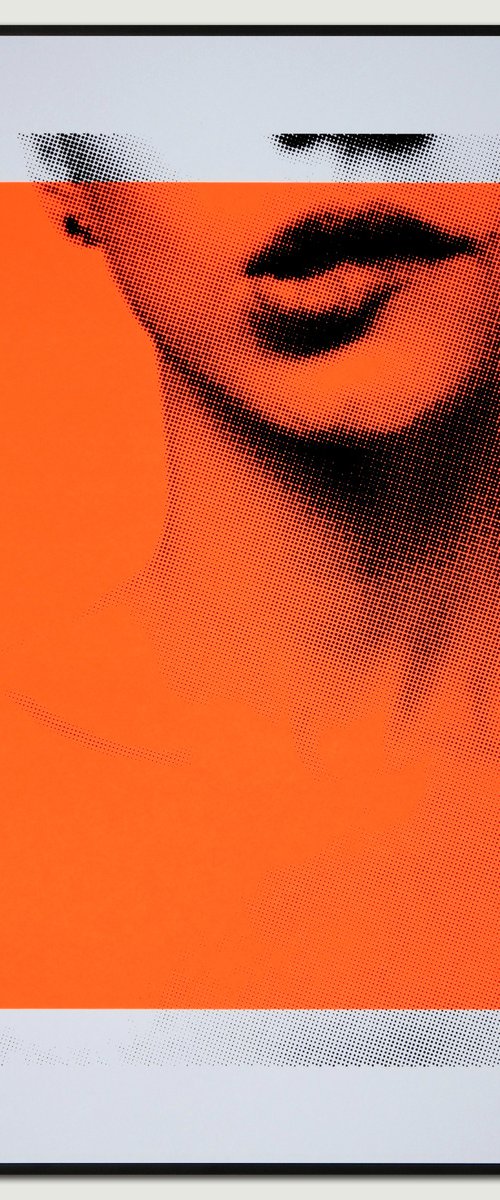Biting lip in Neon Orange - Screenprint 42x59,4cm - Limited Edition by ROCO Studio