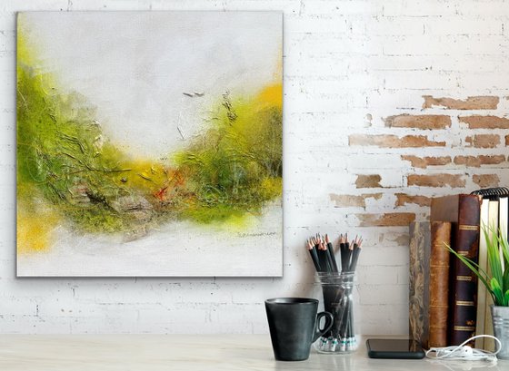 Symphony of Nature No. 10 -  40 x 40 cm  -  abstract natural landscape  -  structure painting  -  square