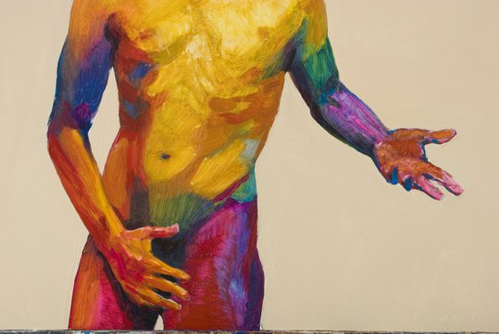 expressionist pop contemporary nude man - selfportrait