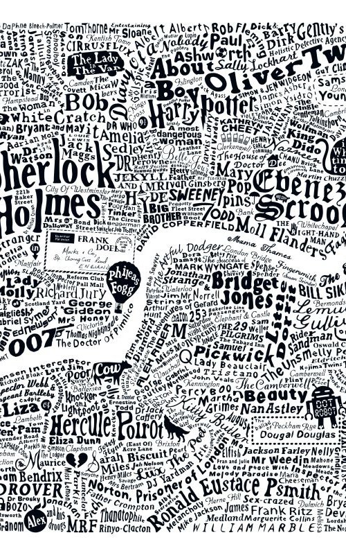 LITERARY LONDON MAP (Large White) by Dex