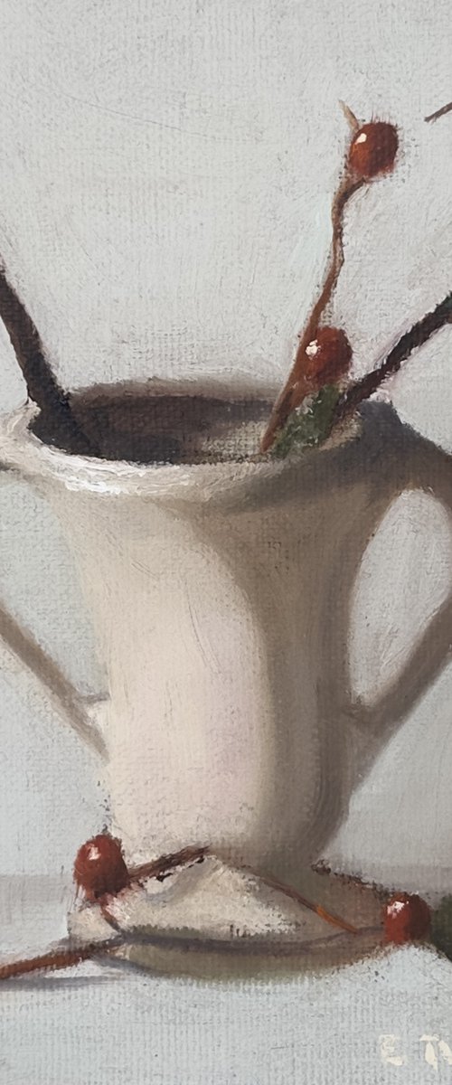 White Vase with Red Berries by Elizabeth B. Tucker