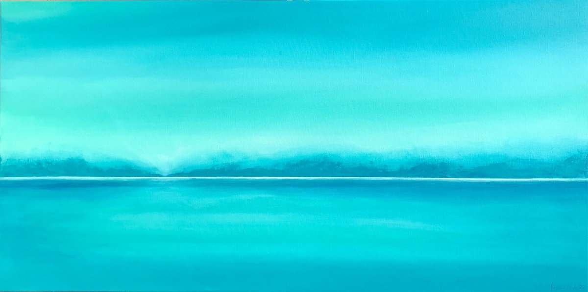 <<Cote d’Azur - The Promenade des Anglais>>, blue minimalism abstraction sea, water, sky by Nataliia Krykun