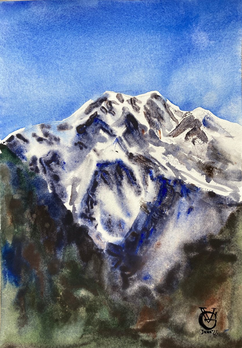 Impressionistic Landscape Watercolour By Valeria Golovenkina, 11 X 15", Ile Alatau #1, Original Artwork