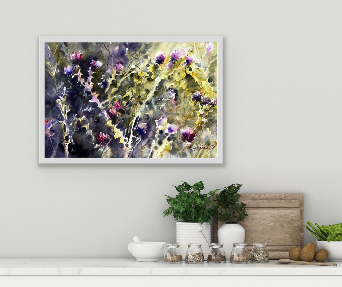 Blooming plant - floral watercolor by Anna Boginskaia