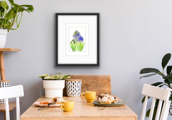 Hyacinth flowers mixed media illustration