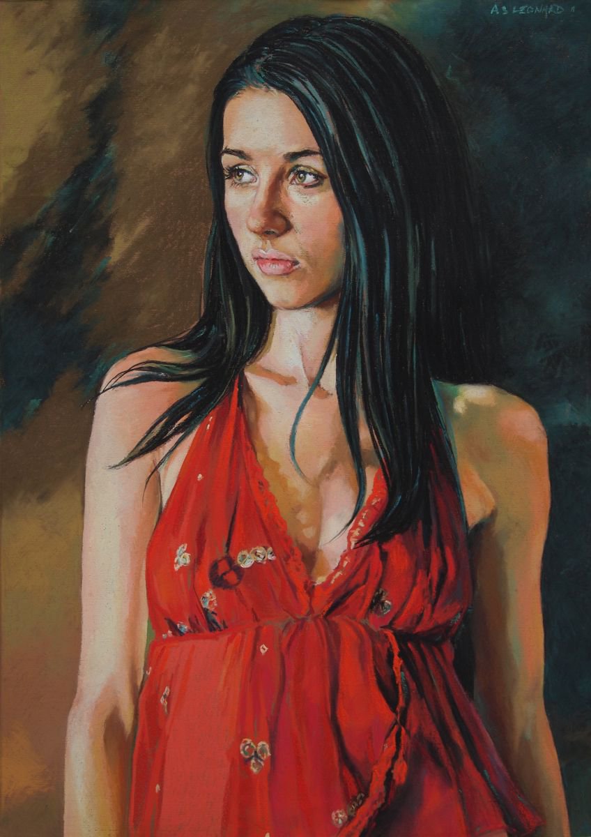 Girl In A Red Chemise by Andre Leonard