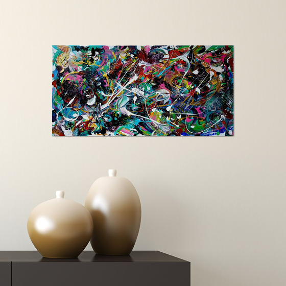 Starlight Energy - vibrant, colorful, with expressive color hues, original acrylic abstract painting