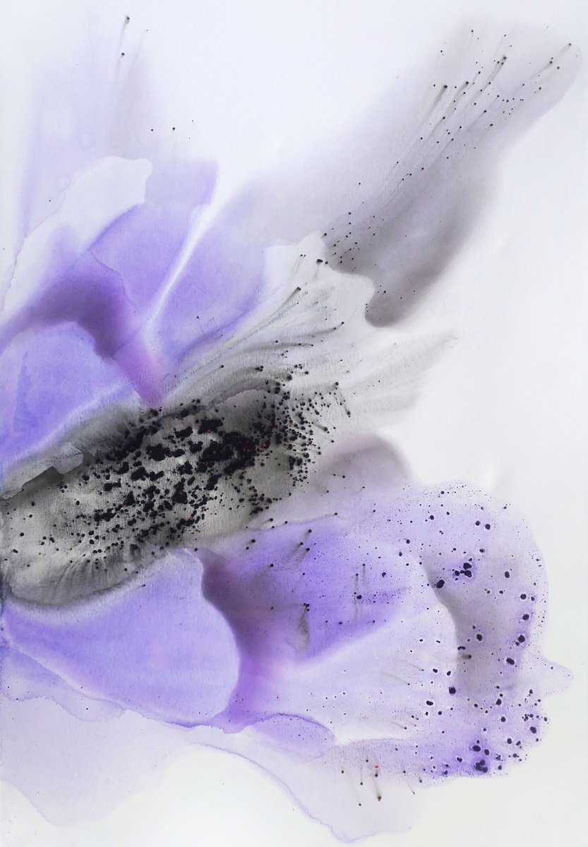  Nature 258 - ? Abstract Violet Bloom By Muriel Napoli, 39 X 55, Artwork For Sale On Artfinder