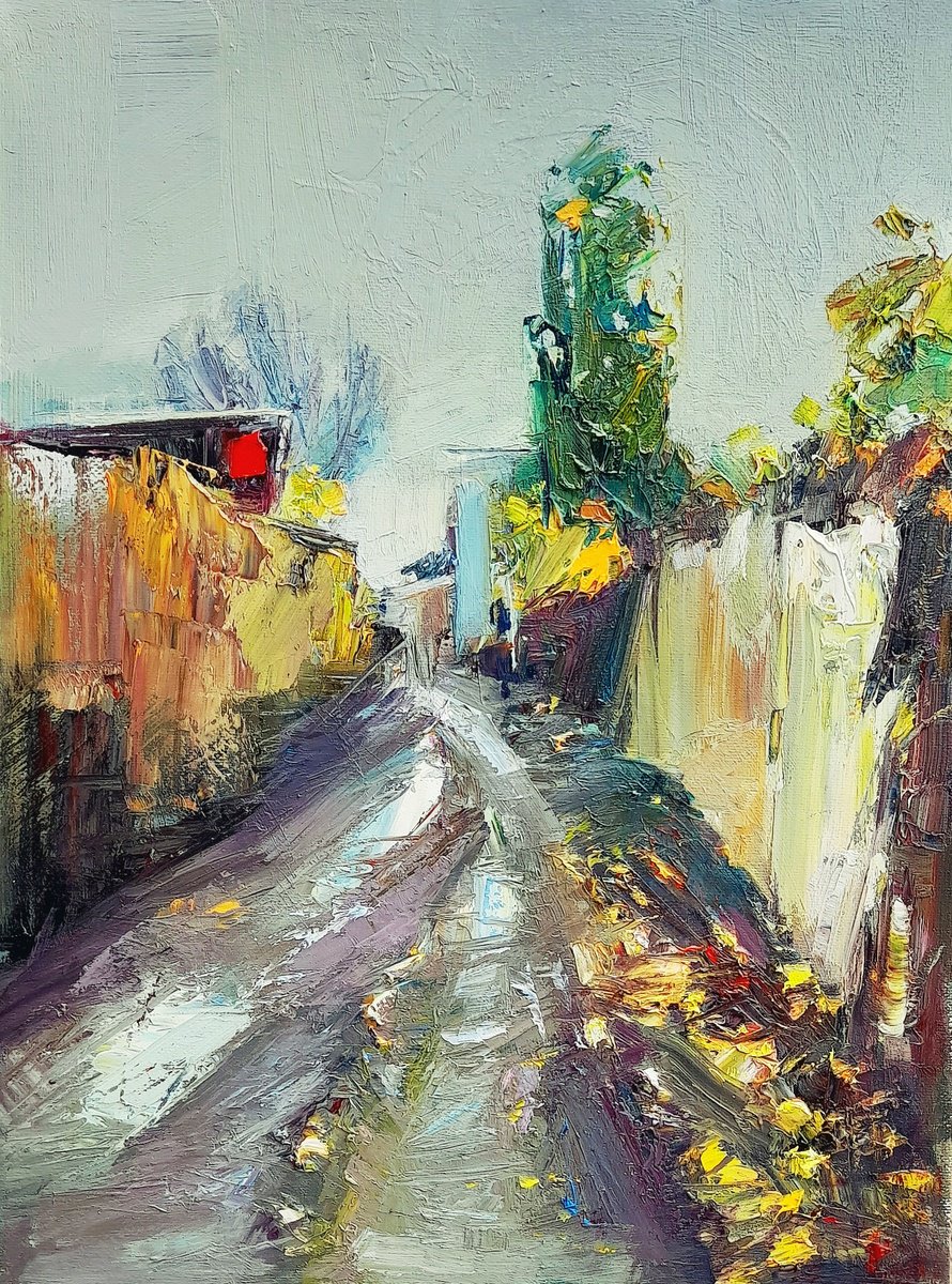 Impressionistic Landscape Oil Painting By Matevos Sargsyan, 12 X 16", Autumn Whispers, Original Artwork