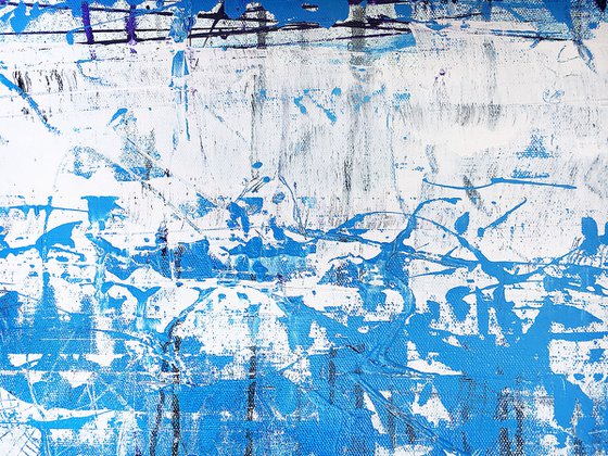 Abstract Blue Landscape 30x40" Contemporary Art by Bo Kravchenko