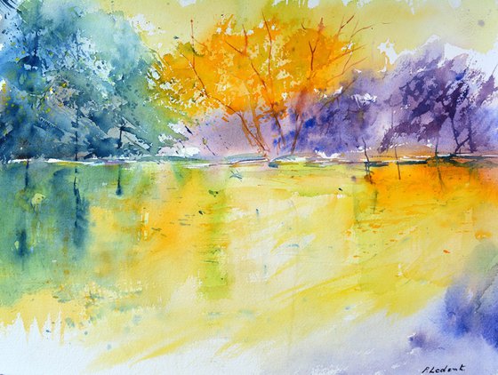 Colourful pond  - watercolor