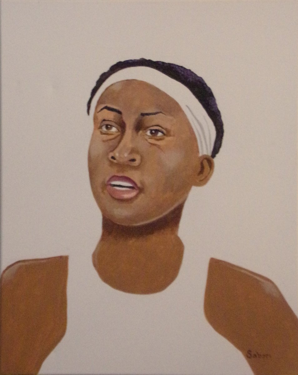 Impressionistic Portrait Acrylic Painting By Andrew Sabori, 16 X 20, Coco Gauff - Tennis Player, Original Artwork