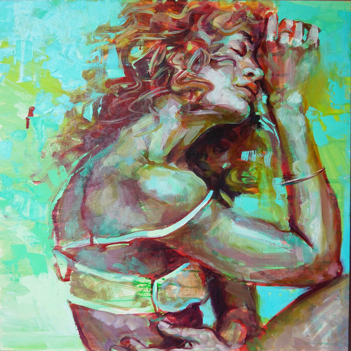 Impressionistic Portrait Oil Painting By Luis Rincon, 24 X 24", Jasmine, Original Artwork