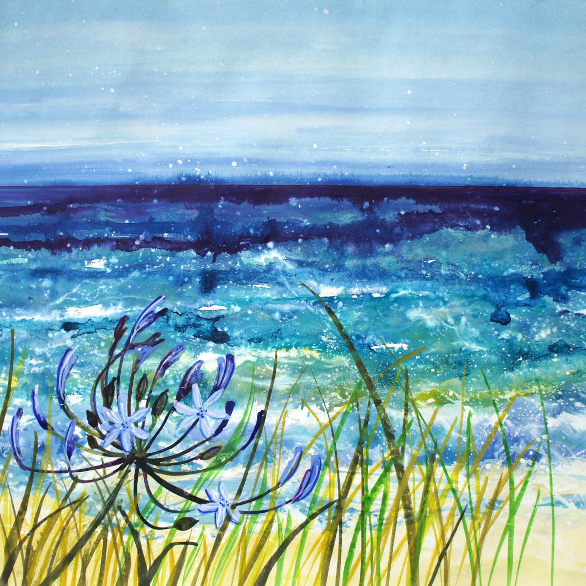 Agapanthus by the sea by Julia Rigby