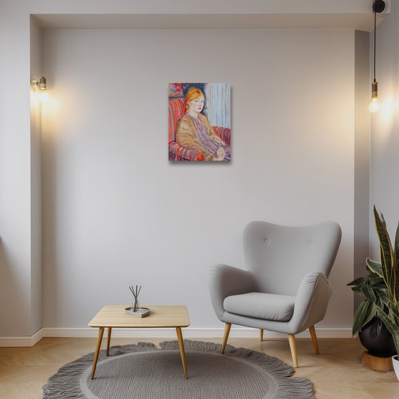 A girl in the old cardigan