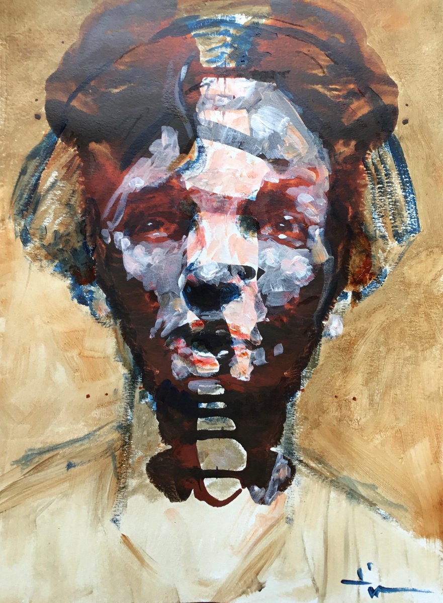 Expressive Portrait Acrylic Painting By Dominique Deve, 12 X 16, Symmetry 1, Original Artwork