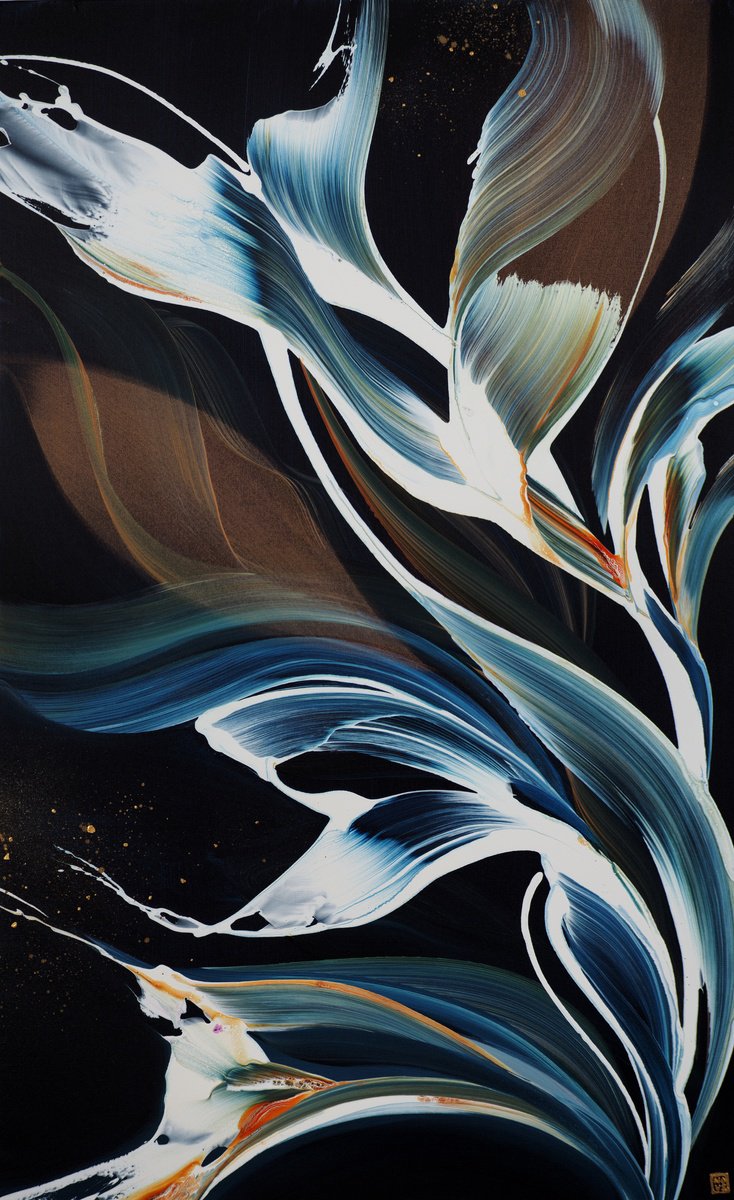 Abstract Acrylic Painting By Novi Lim, 30 X 48", Meet Me In The Forrest, Original Artwork