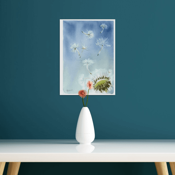 Dandelion Seeds Painting - Original Watercolor Painting