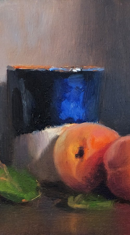 Apricots and a Blue Cup by Pascal Giroud