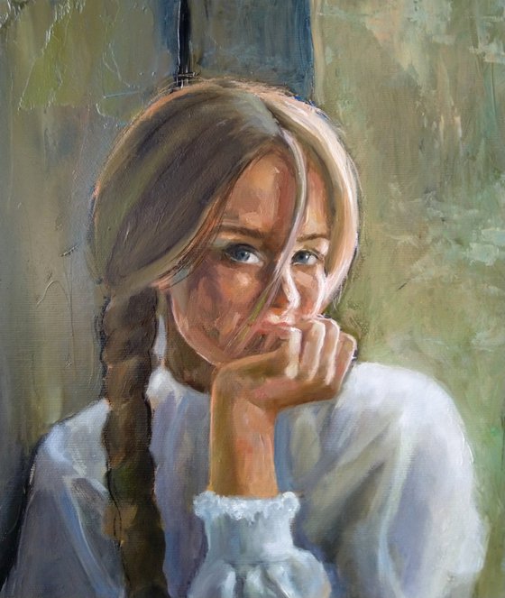 Tale 60x50cm ,oil/canvas, impressionistic portrait