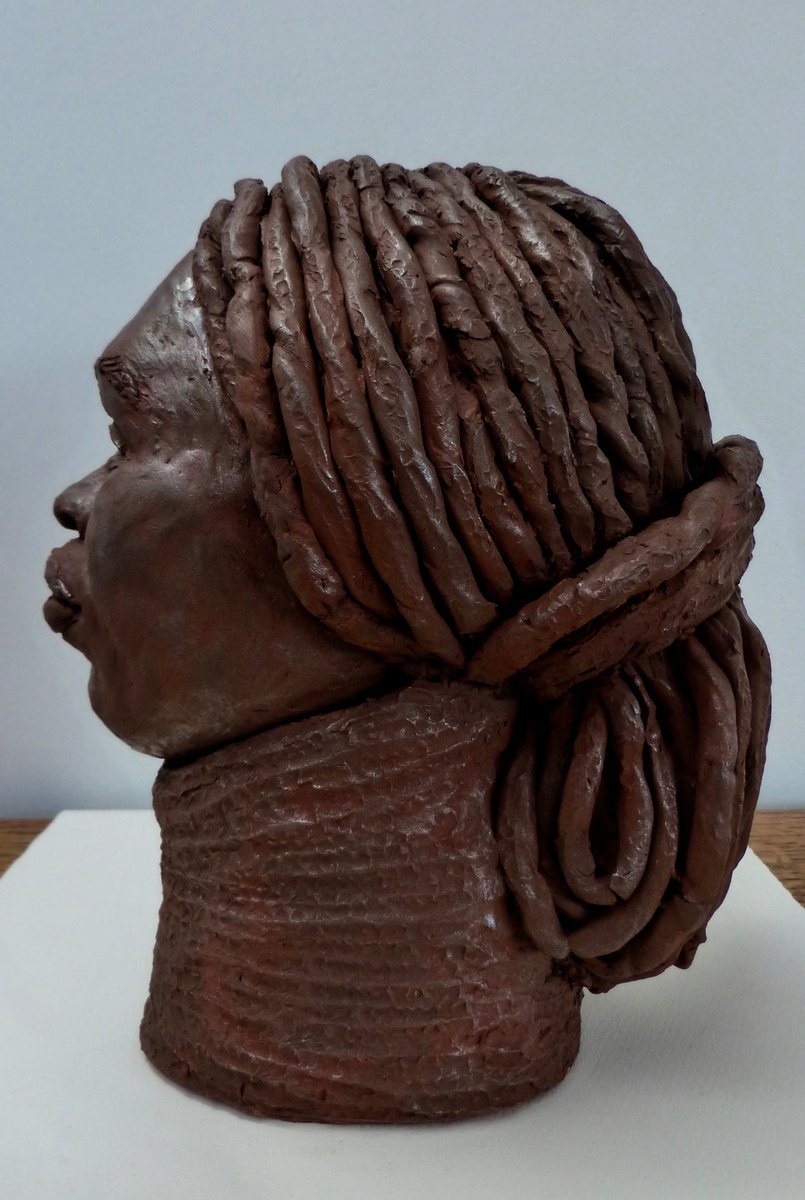 Expressive Portrait Clay Sculpture By Kate Willows, 5 X 9", Faith, Original Artwork