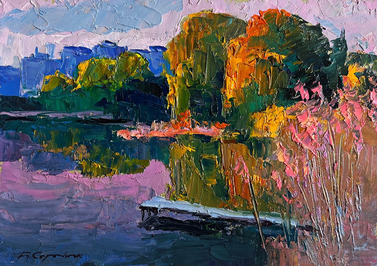 Evening On The Lake By Boris Serdyuk, 12 X 8, Artwork For Sale On Artfinder