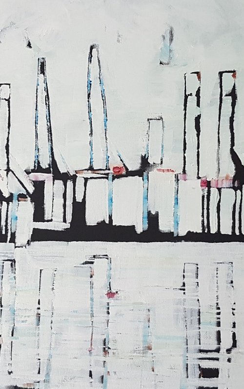 Fog. Hamburg Port. Minimalism by Kathrin Flöge