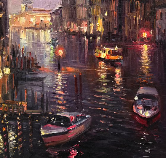 "Venice lights" original oil painting