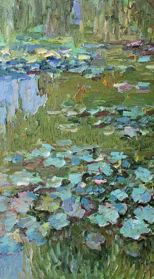 Water lilies in the deep pond by Liudvikas Daugirdas