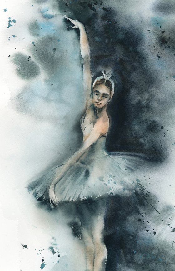 Odette Swan Lake Ballerina Watercolor
