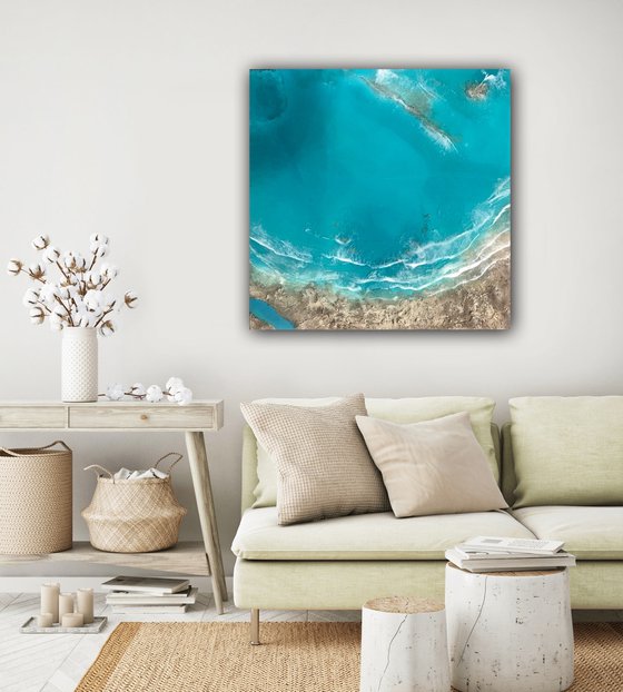 White Sand Beach - Aerial Ocean Painting