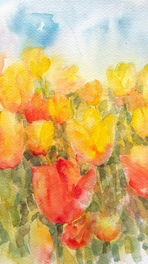 Yellow Tulip Field by Arti Chauhan