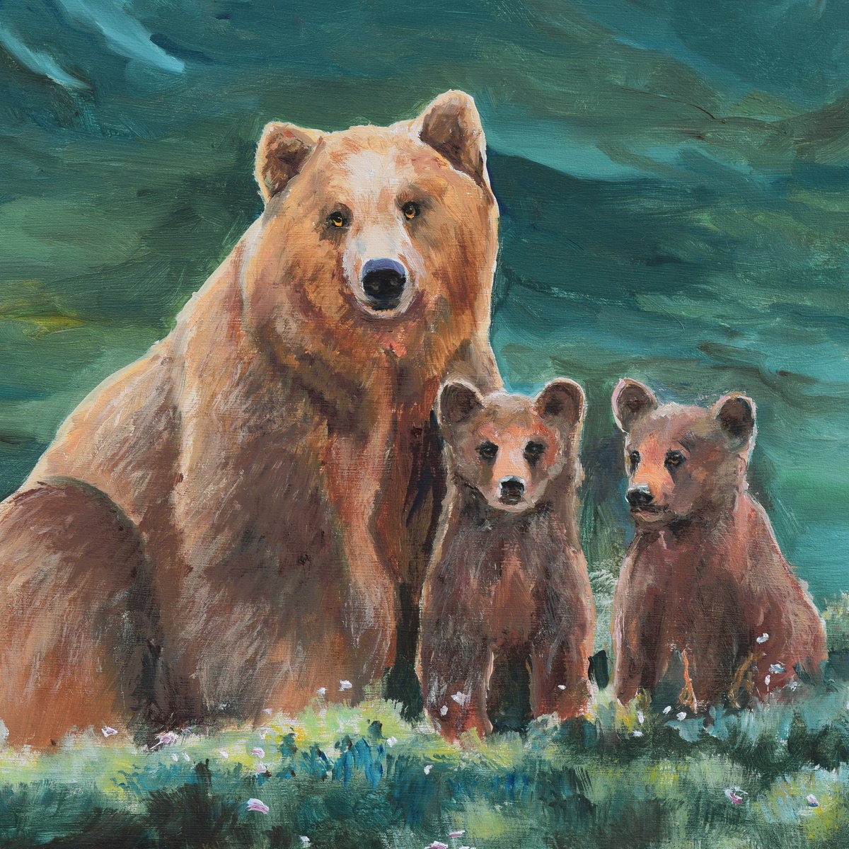 Mama bear' Oil painting by Lucia Verdejo