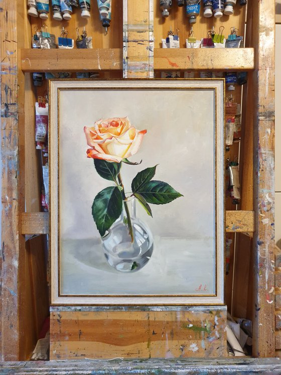 "A little tenderness on a cloudy day. " rose painting 2021