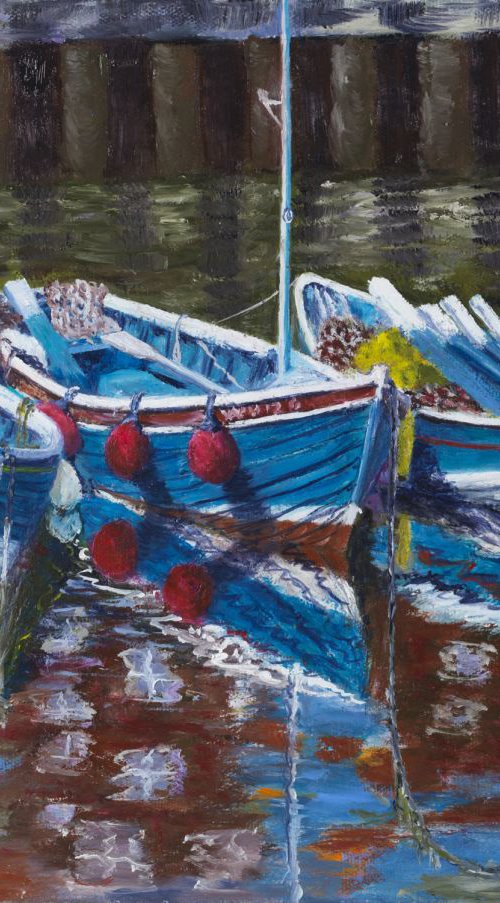 Three boats waiting at Whitby by Christine Gaut