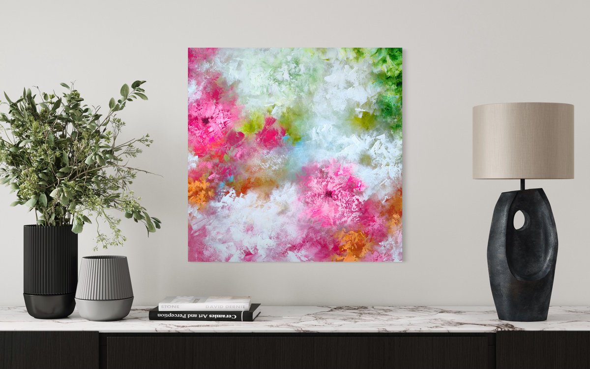 Just Summer on my mind from the Colours of Summer collection, abstract flower painting by Vera Hoi