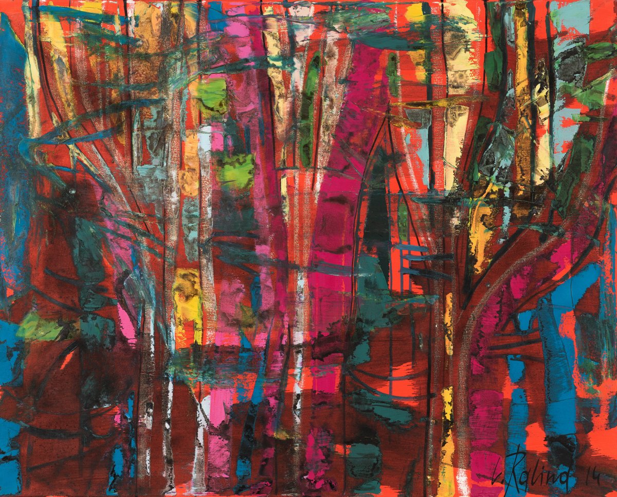 Abstract Oil Painting By Yelena Ralina, 39 X 31", Tissue For Dress, Original Artwork