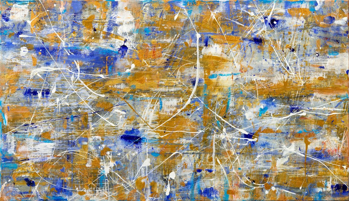 Expressive Abstract Acrylic Painting By Oleksandr Korol, 28 X 16", Untitled, Original Artwork