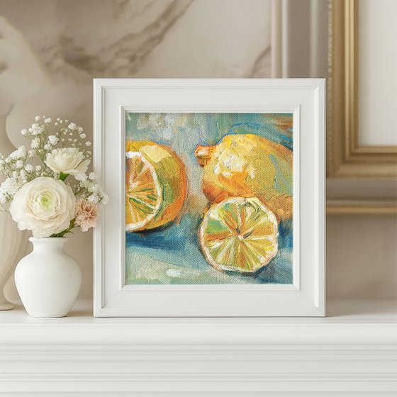 Sliced Lemons. Still Life Oil Painting