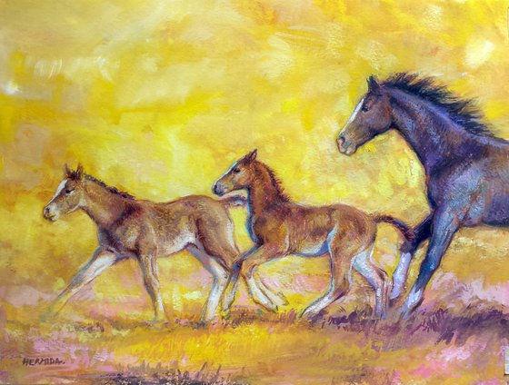 Galloping horses